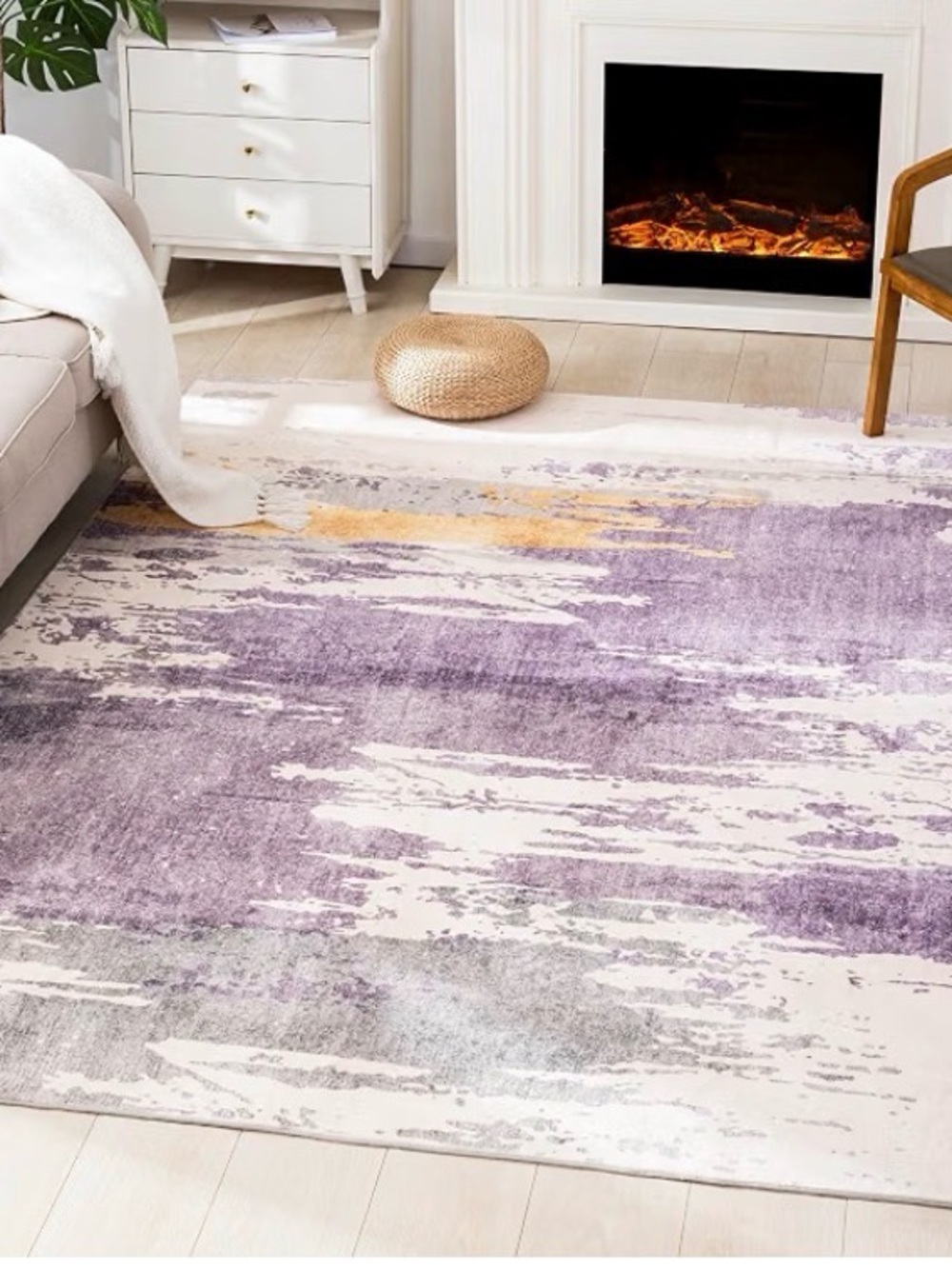 CARVAPET 5X7 Purple Modern Abstract Washable Area Rug